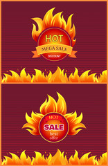 Best Offer Hot Sale Badge Promo Offer Burning Fire