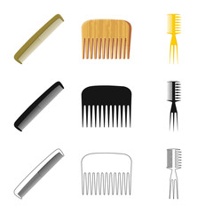 Vector design of brush and hair logo. Set of brush and hairbrush vector icon for stock.