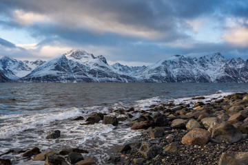 Fototapeta na wymiar Beautiful fjord in winter time