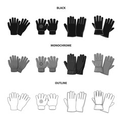 Vector illustration of glove and winter sign. Set of glove and equipment vector icon for stock.