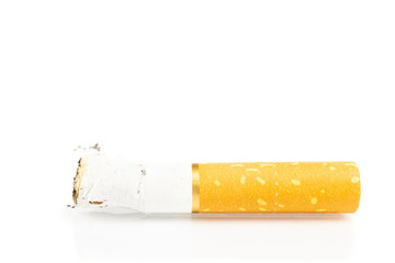 cigarette butt on white background