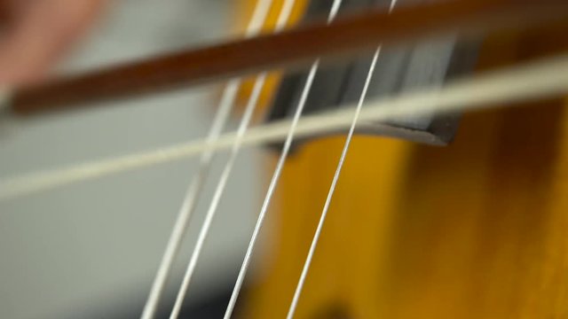 Cello playing close up