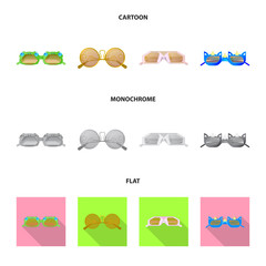 Vector design of glasses and sunglasses sign. Collection of glasses and accessory vector icon for stock.