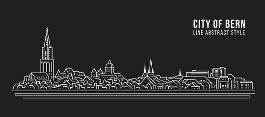 Cityscape Building Line art Vector Illustration design - city of bern
