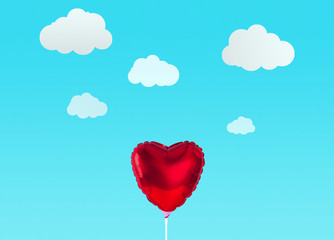 Fototapeta na wymiar Red heart balloon isolated on white background.