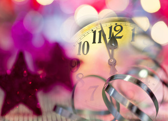 Clock face before midnight on the New year eve