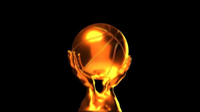 Loop-able gold basketball cup with alpha channel