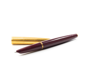 vintage fountain pen on white