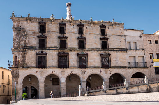 House - Palace of the Marquess of the Conquest, It was built in the beginning of 1560 by the master of quarrying Sancho of Cabrera about the old Butchers Municipal, Trujillo, Caceres Province, Spain