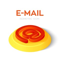E-mail Isometric Icon. 3D Isometric email Sign. Created For Mobile, Web, Decor, Print Products, Application. Perfect for web design, banner and presentation. Vector Illustration.
