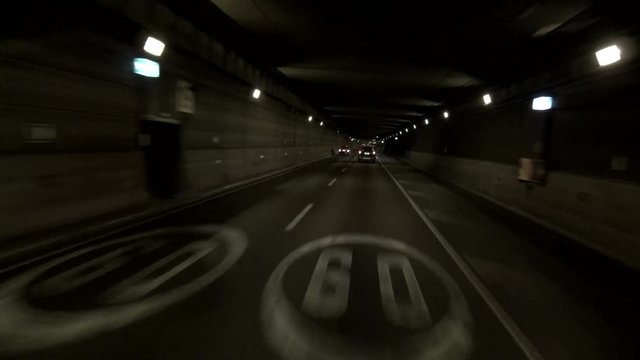 Street of Barcelona at night. 4k video