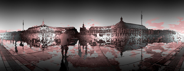 Miroir d'eau et place de la Bourse de Bordeaux