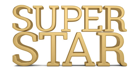 Super star text isolated on white background 3D illustration.