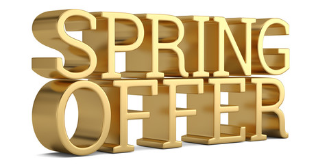 Spring offer text isolated on white background 3D illustration.