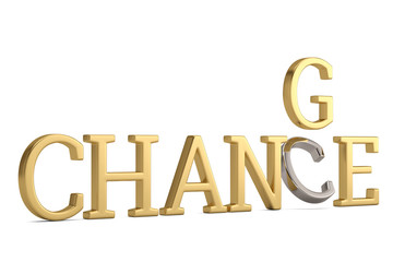 Change and chance text isolated on white background 3D illustration.