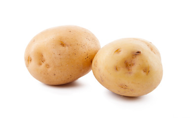raw yellow potato isolated on white background