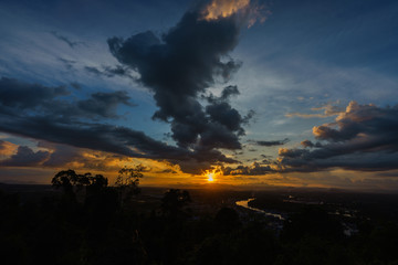 Sunset at a scenic spot in Chumphon Thailand.
