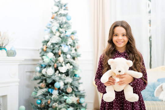 Waiting For Santa. Xmas. Cute Little Child Girl With Xmas Present. Happy New Year. Christmas Shopping. Christmas Family Holiday. The Morning Before Xmas. Beat The Christmas Rush