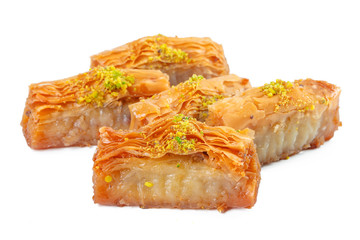 Turkish Ramadan Dessert Baklava isolated on white