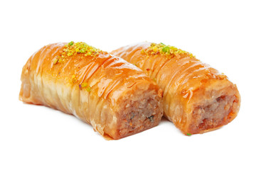 Turkish Ramadan Dessert Baklava isolated on white
