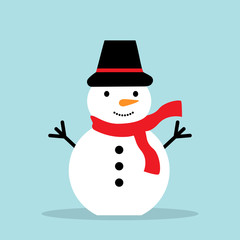 Snowman isolated on white background. Vector illustration.