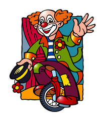 clown on bike in the circus 