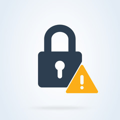 warning lock security password. vector symbol concept