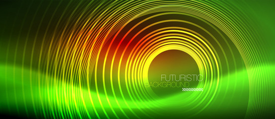 Neon glowing techno lines, hi-tech futuristic abstract background template with square shapes