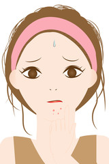 にきびに悩む女性