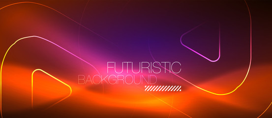 Color shiny neon lights background with abstract lines