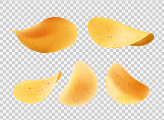 Crispy Chips Made of Potato Slices Vector Icons