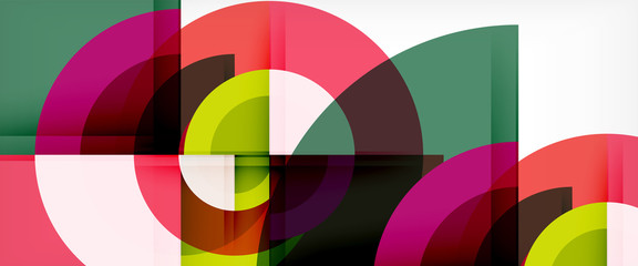 Obraz premium Modern geometric circles abstract background, colorful round shapes with shadow effects