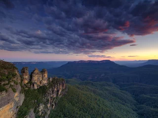 Printed roller blinds Three Sisters The Three Sisters and the Blue Mountains at Sunset, Katoomba, NSW, Australia