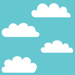 Vector illustration. Set of Cloud Icons in trendy flat style isolated on blue background. Cloud symbol for your web site design, logo, app, UI. Vector illustration, EPS10.
