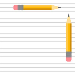 Vector illustration. School design. Pencils on the notebook.