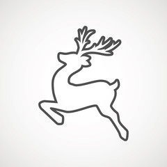 Reindeer line icon. Deer running silhouette , Reindeer icon design for Xmas cards, banners and flyers, vector illustration isolated on white background. Logo template. Elk logotype. Hunting