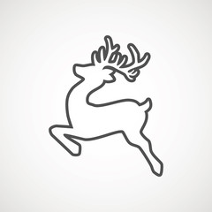 Reindeer line icon. Deer running silhouette , Reindeer icon design for Xmas cards, banners and flyers, vector illustration isolated on white background. Logo template. Elk logotype. Hunting