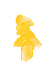 Yellow paint smear isolated on white. Paint or cosmetic cream.