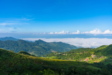 Fototapeta na wymiar panorama View point Mist on Doi Pha Tang Fa in chiang rai province