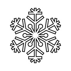 Snowflake line icon. Beautiful six-branch snowflake of artistic shape. Vector Illustration