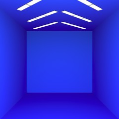 Blue room minimalism 3d render