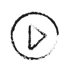 Play button sketch icon hand drawn isolated on white background vector illustration