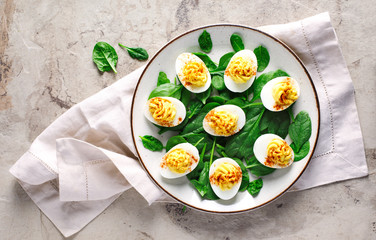 Deviled Eggs with Paprika as an Appetizer