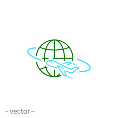 flying plane around the earth icon