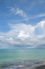 Fototapeta premium A peaceful and mindfulness sand beach of Haad Son at Khao Lak, Phang Nga, Thailand during summer time.