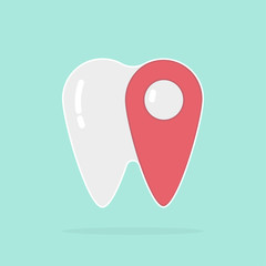 Tooth pointer, dental logo stylish design, vector illustration
