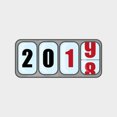 New 2019 is coming, in flat style, vector illustration