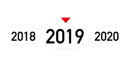 Coming 2019 new year with shadow on a white background, vector