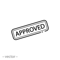 approved rubber stamp, line sign, icon vector