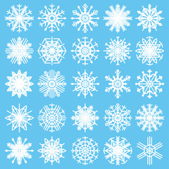 Set with snowflakes on a white background, winter design